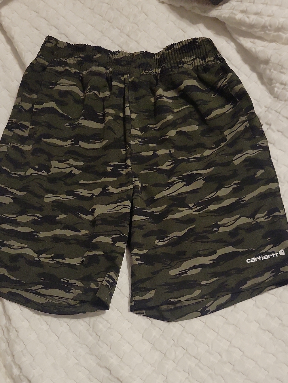 Carhartt Olive and Black Camouflage Athletic Shorts Youth 10/12